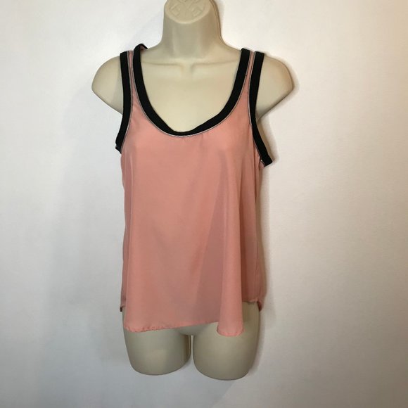 Kardashian Kollection XS Extra Small Pink Tank Top Blouse Shirt Black Silver - Picture 1 of 7